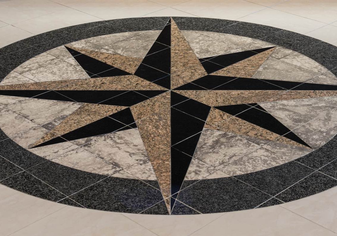 Hotel Lobby Floor Medallion custom cut Floor Medallion